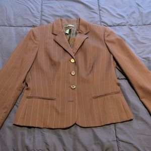 Ralph Lauren brown with tan stripes blazer lined sz 10